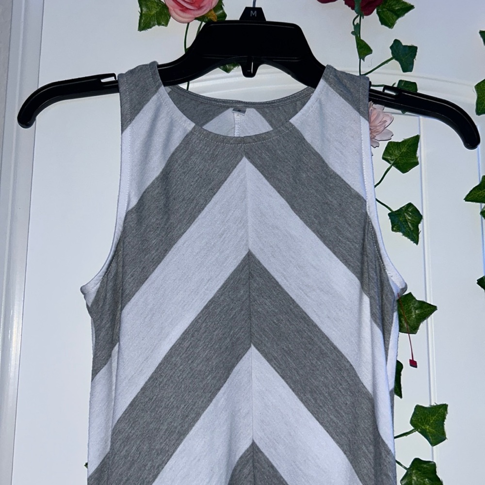 Grey and white high low dress